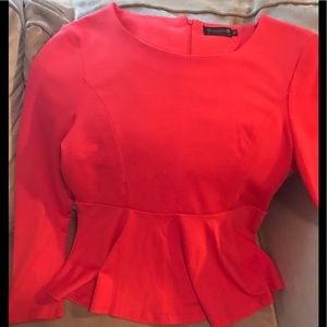 Stanzino XL Red Long Sleeves Peplum Blouse